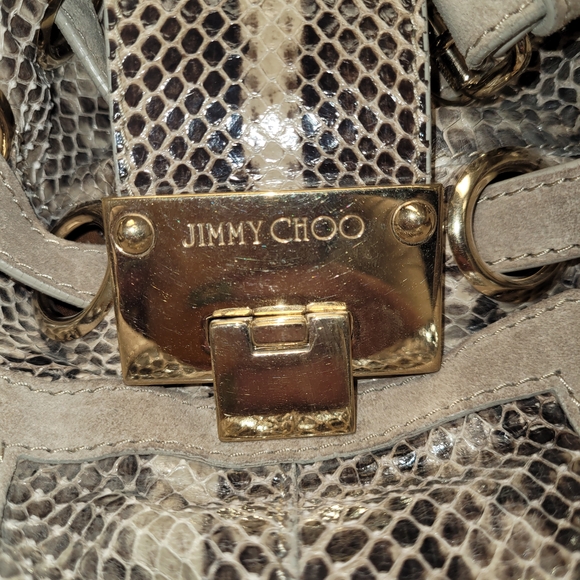 Jimmy Choo Taupe Snakeskin-Print Shoulder Bag - Picture 2 of 11
